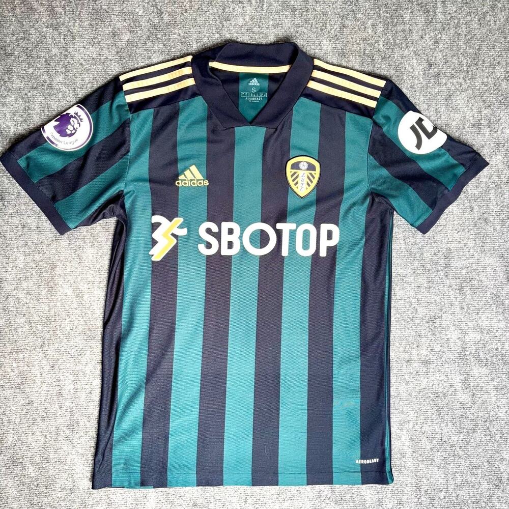 adidas Leeds United Away Jersey Mens Small 2020/21 Green Navy GD1010 Soccer